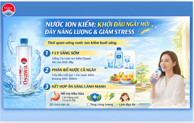Nước ion kiềm: Khởi đầu ngày mới đầy năng lượng và giảm stress